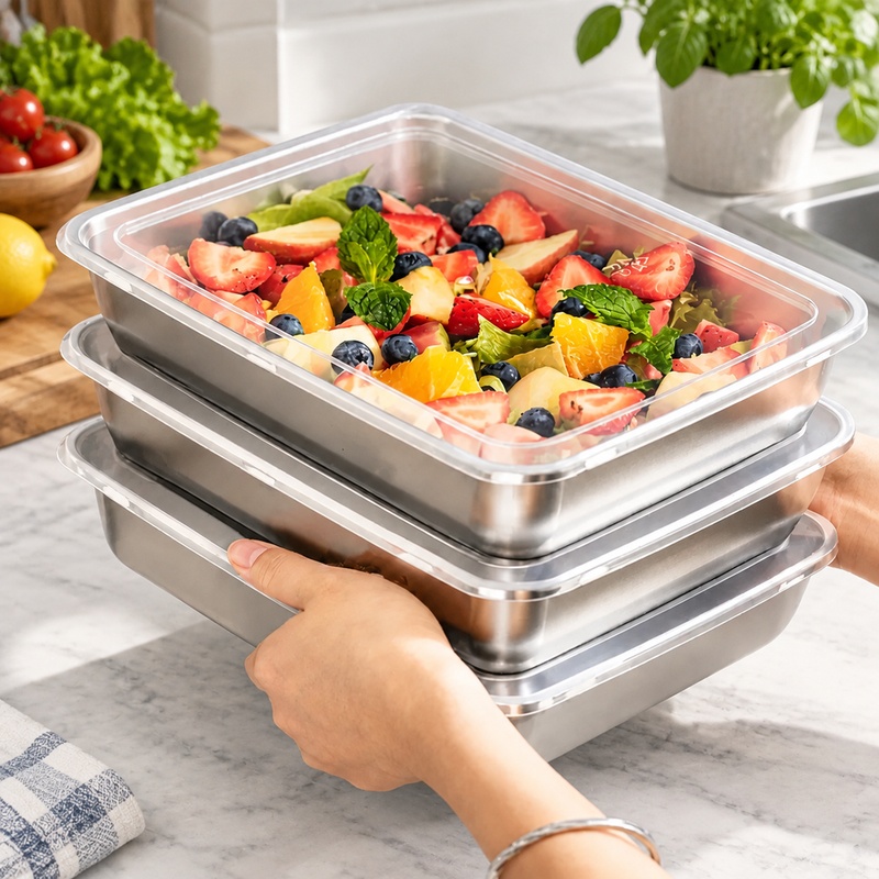 Outdoor Hunting Kitchen - 3-Piece Stainless Steel Food Storage Containers