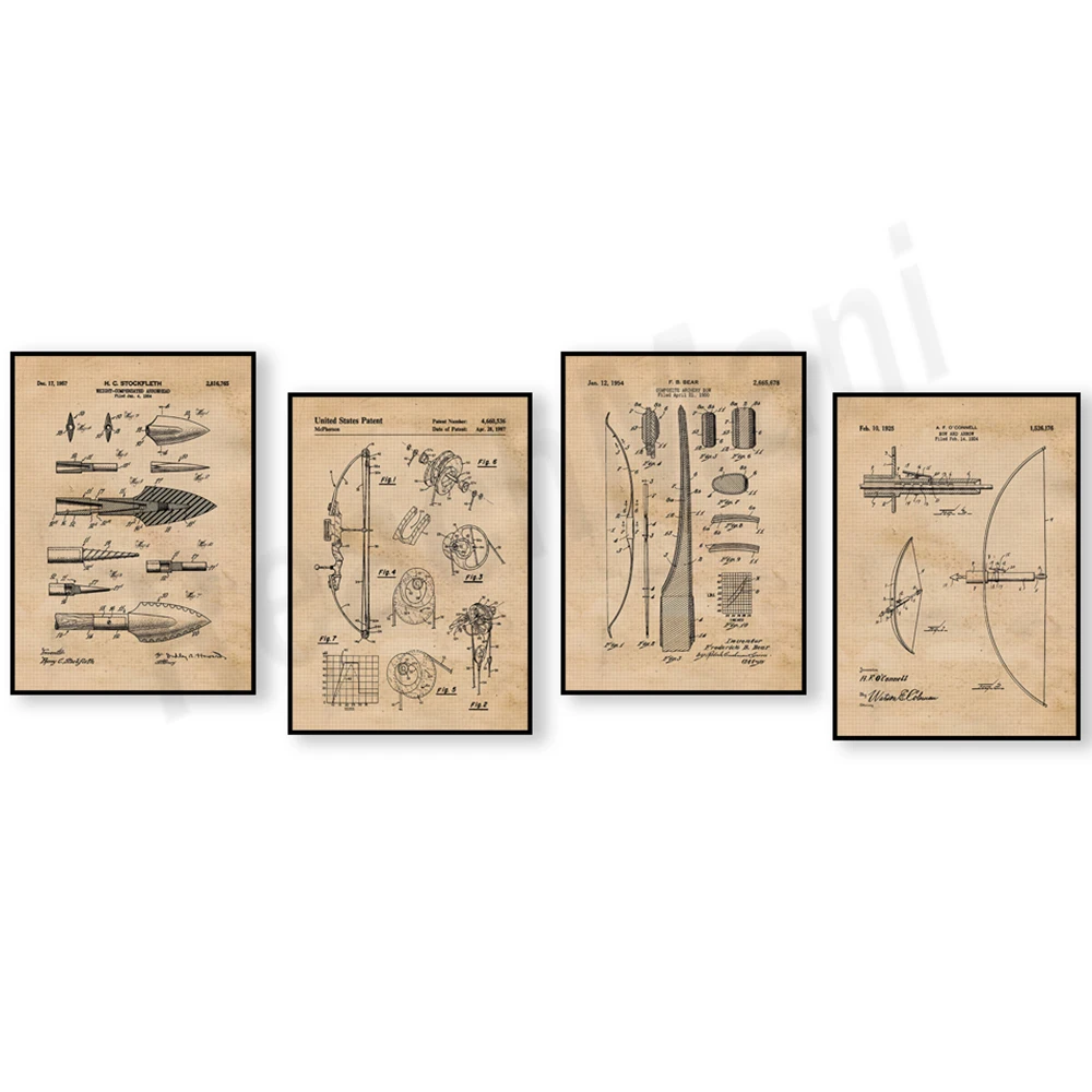 Vintage bow and arrow patent p - Outdoor Hunting Paintings recension och pris
