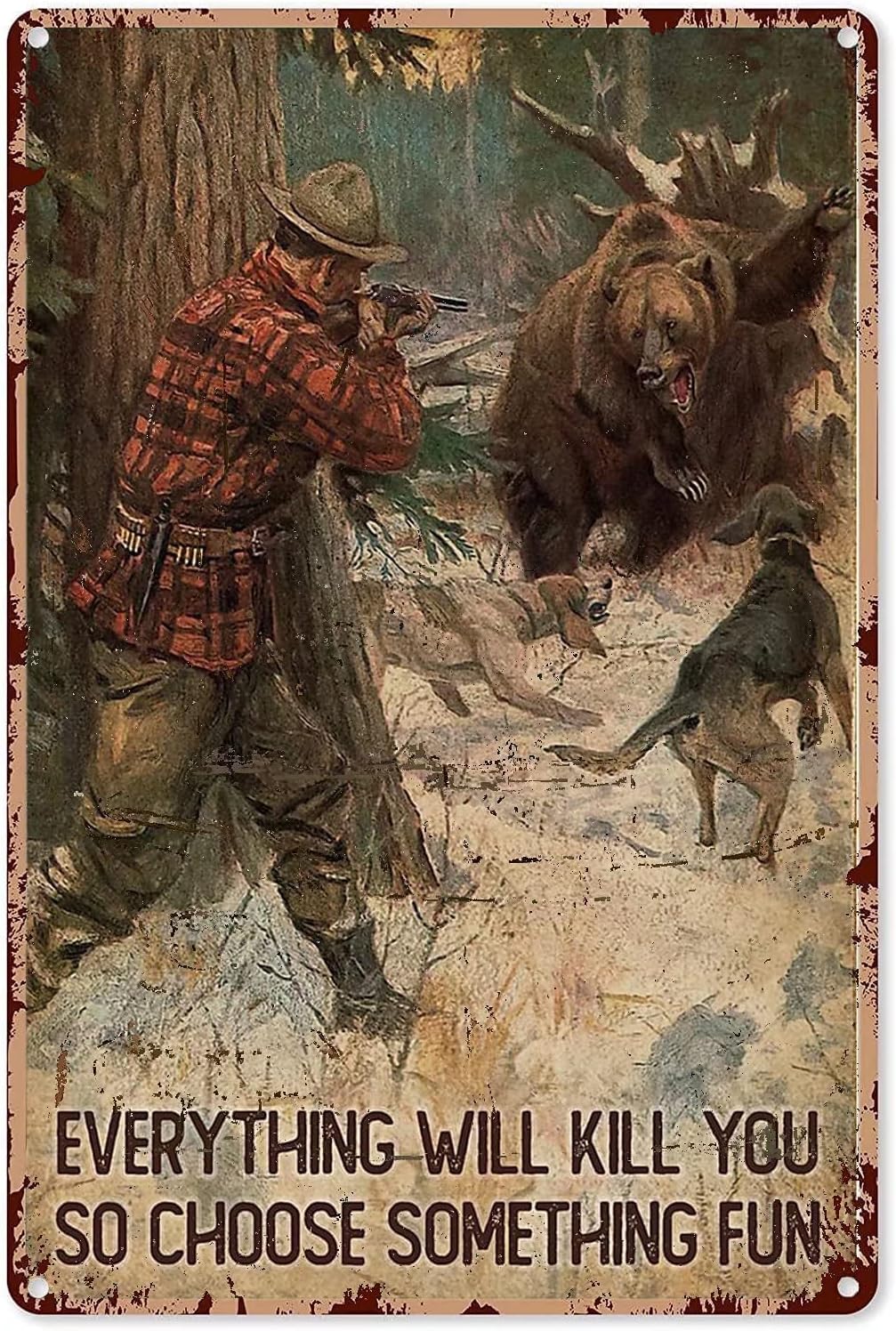 Hunting Bear Metal Tin Sign,Ev - Outdoor Hunting Paintings recension och pris