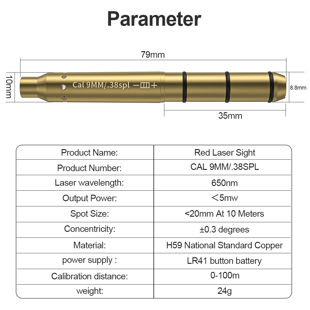 9MM/38SPL Red Laser Boresighte - Outdoor Hunting Lab recension och pris