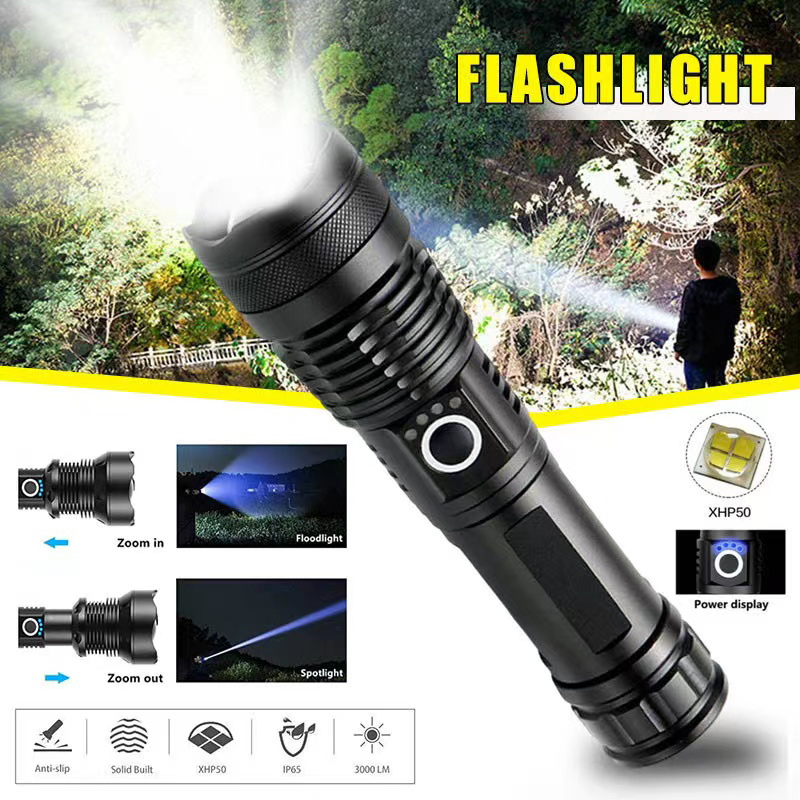 High Power XHP70 Led Flashligh - Tactical Flashlight Rechargeable recension och pris